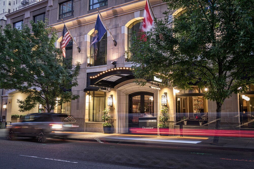 Exterior of Dossier Hotel in downtown Portland, as shown in the photo gallery